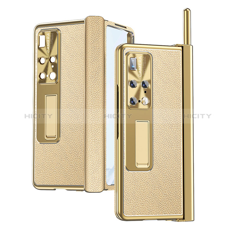 Custodia Lusso Pelle e Plastica Opaca Cover ZL10 per Huawei Mate X2 Oro