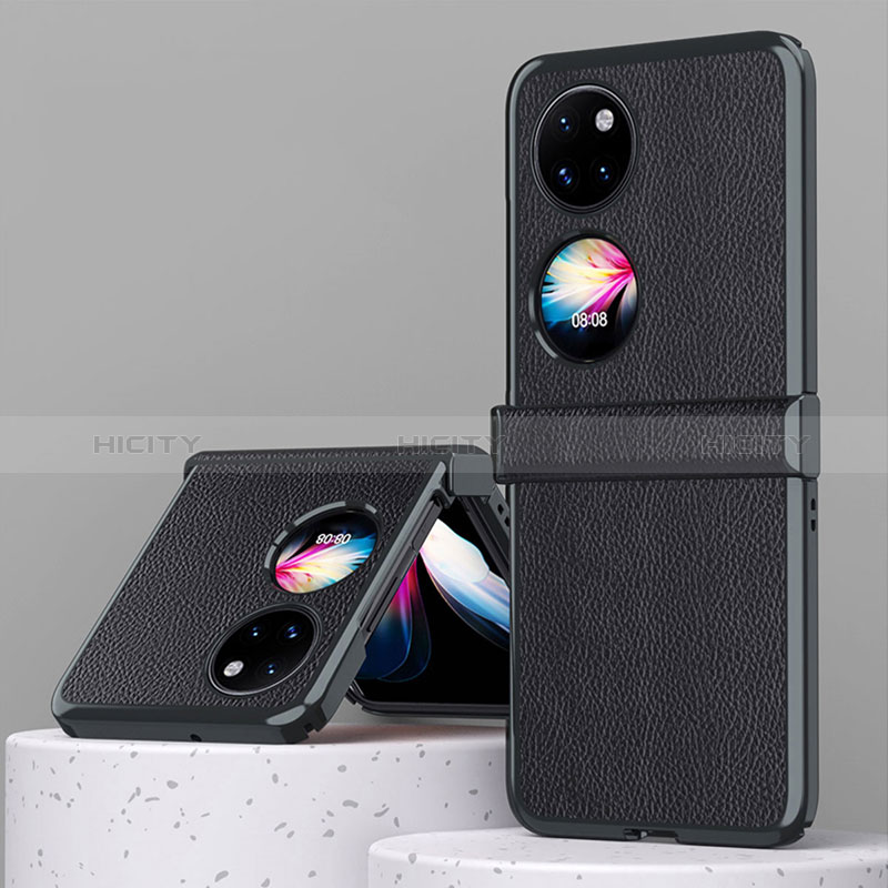 Custodia Lusso Pelle e Plastica Opaca Cover ZL2 per Huawei P50 Pocket Nero