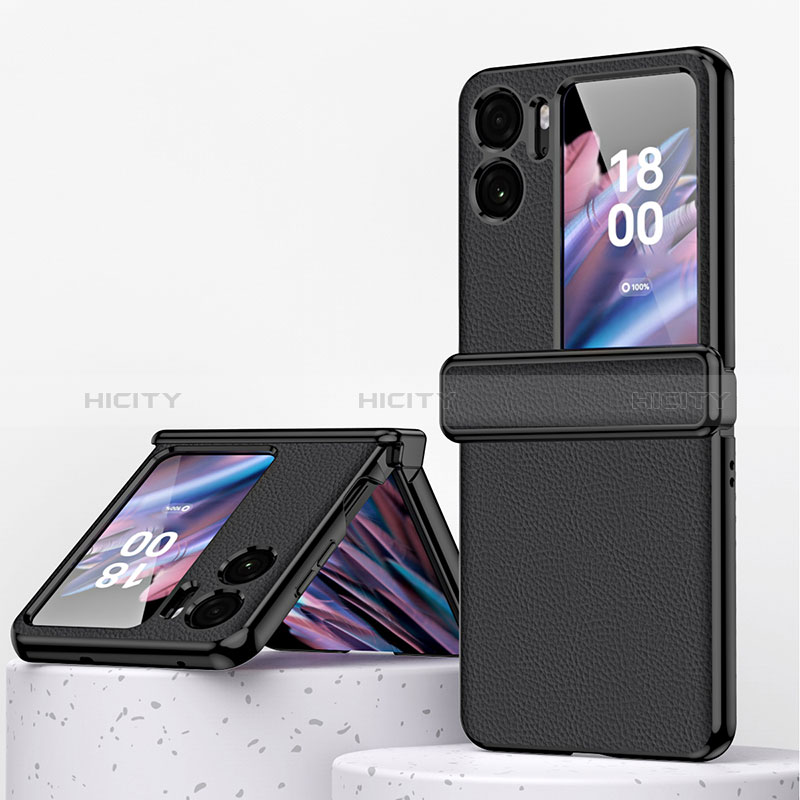 Custodia Lusso Pelle e Plastica Opaca Cover ZL2 per Oppo Find N2 Flip 5G Nero