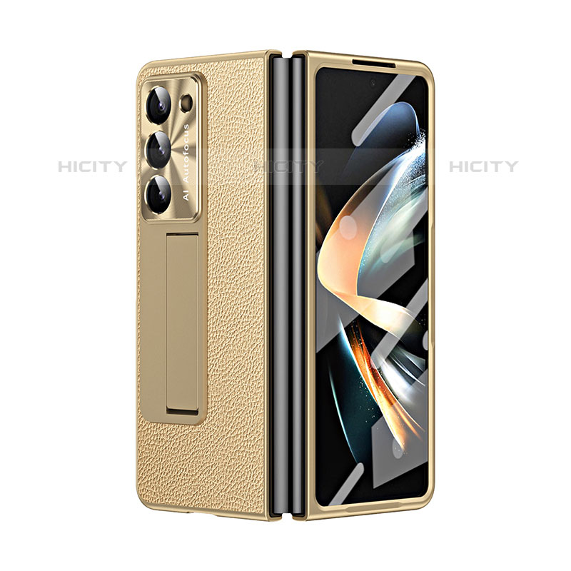 Custodia Lusso Pelle e Plastica Opaca Cover ZL2 per Samsung Galaxy Z Fold5 5G Oro