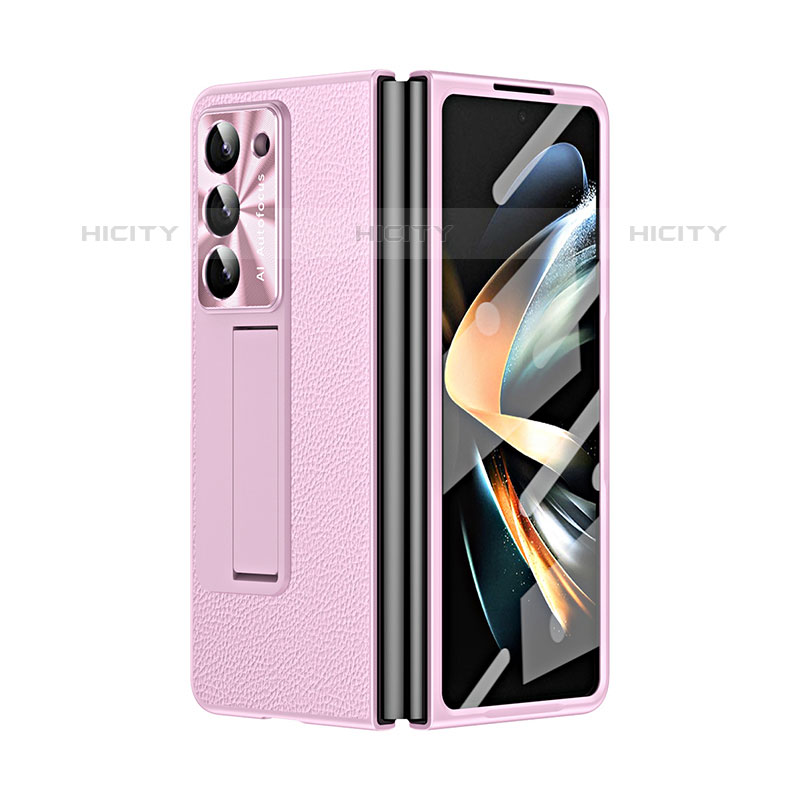 Custodia Lusso Pelle e Plastica Opaca Cover ZL2 per Samsung Galaxy Z Fold5 5G Oro Rosa