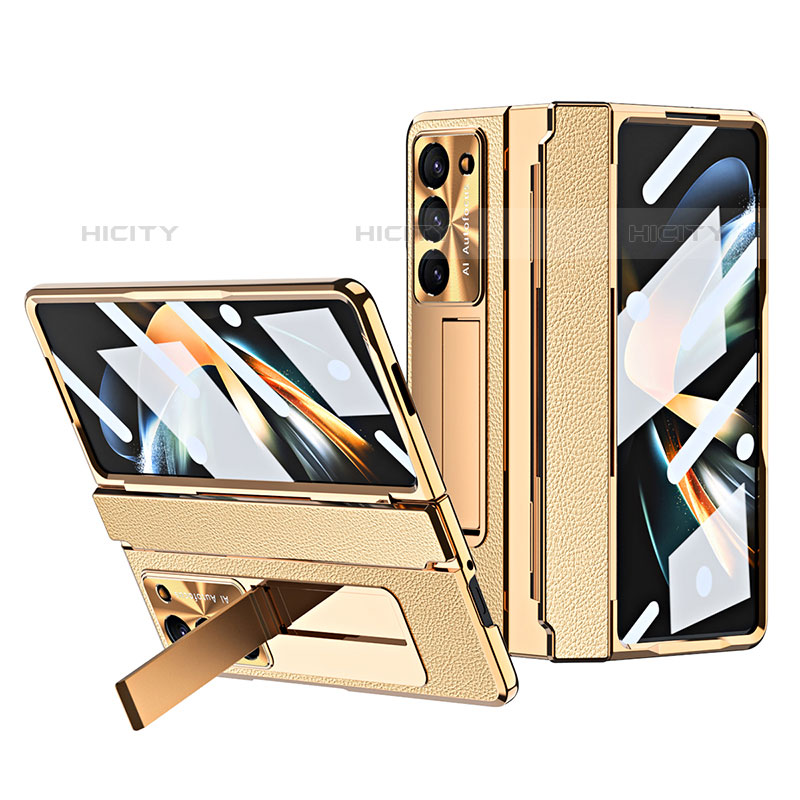 Custodia Lusso Pelle e Plastica Opaca Cover ZL3 per Samsung Galaxy Z Fold5 5G Oro