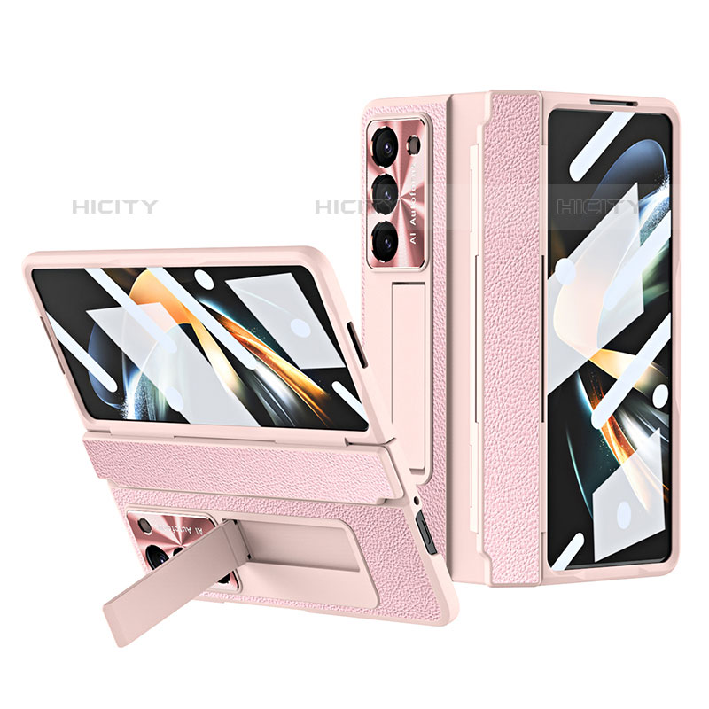 Custodia Lusso Pelle e Plastica Opaca Cover ZL3 per Samsung Galaxy Z Fold5 5G Rosa