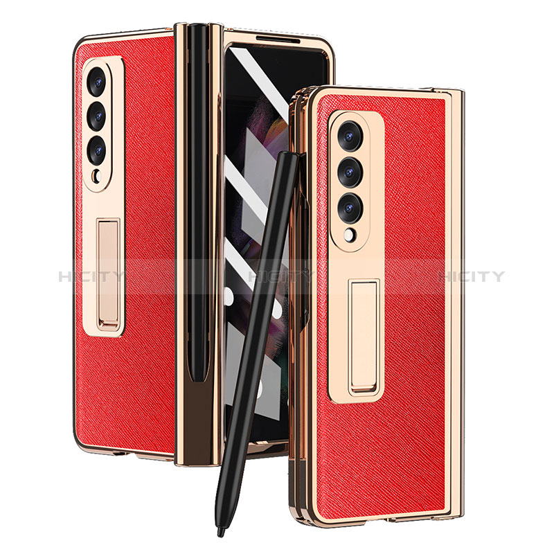 Custodia Lusso Pelle e Plastica Opaca Cover ZL5 per Samsung Galaxy Z Fold3 5G Rosso