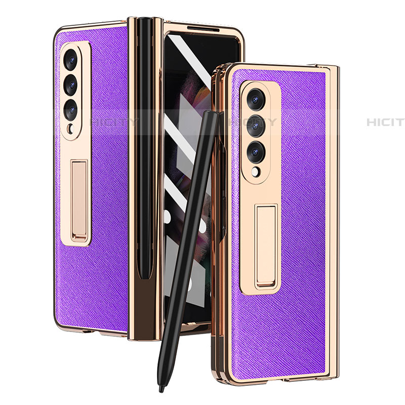 Custodia Lusso Pelle e Plastica Opaca Cover ZL5 per Samsung Galaxy Z Fold4 5G Viola