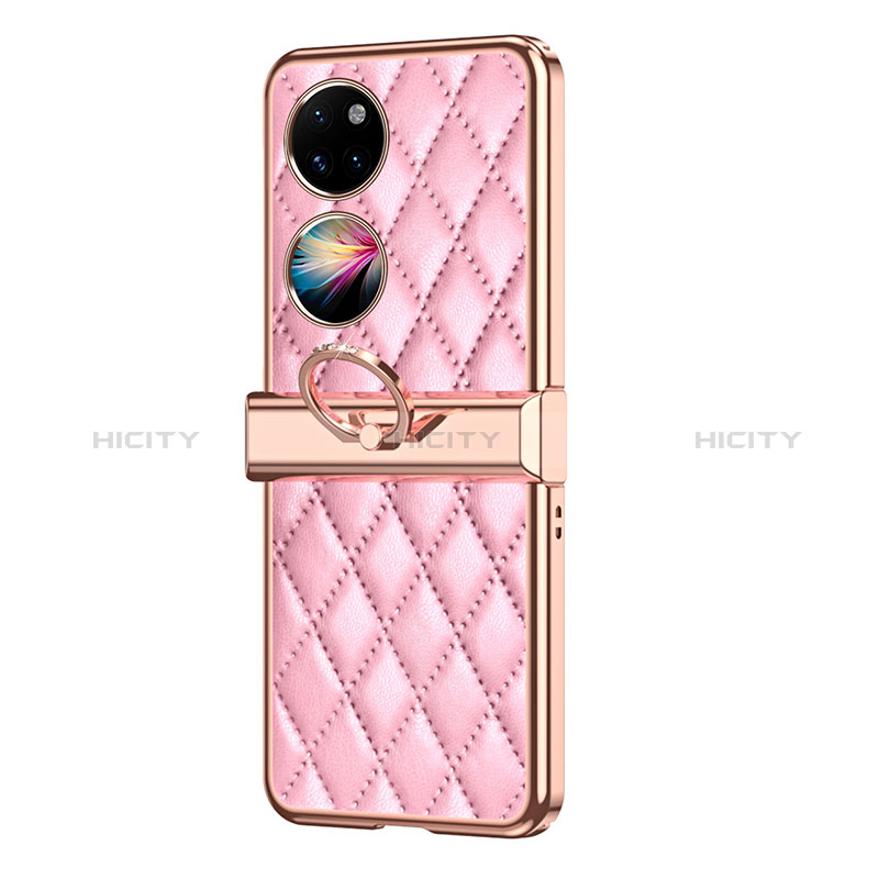 Custodia Lusso Pelle e Plastica Opaca Cover ZL6 per Huawei P50 Pocket Oro Rosa