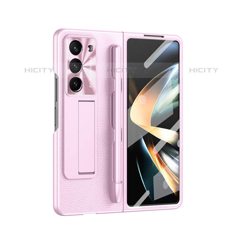 Custodia Lusso Pelle e Plastica Opaca Cover ZL6 per Samsung Galaxy Z Fold5 5G Oro Rosa