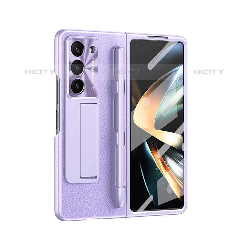 Custodia Lusso Pelle e Plastica Opaca Cover ZL6 per Samsung Galaxy Z Fold5 5G Viola