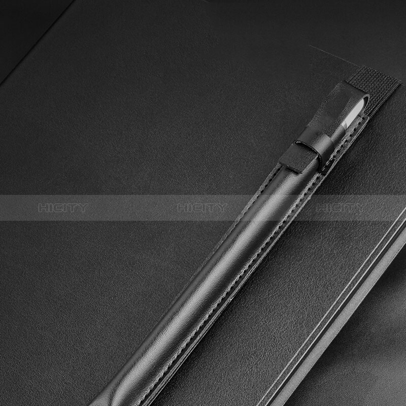 Custodia Pelle Elastico Cover Manicotto Staccabile P04 per Apple Pencil Apple iPad Pro 12.9 (2017) Nero