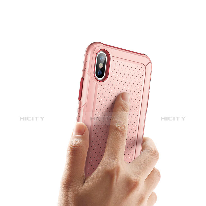 Custodia Plastica e Silicone Perforato per Apple iPhone X Rosa