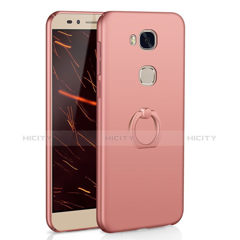 Custodia Plastica Rigida Cover Opaca con Anello Supporto A01 per Huawei GR5 Oro Rosa