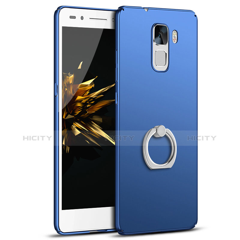 Custodia Plastica Rigida Cover Opaca con Anello Supporto A01 per Huawei Honor 7 Blu