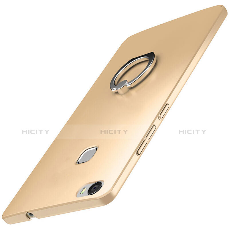 Custodia Plastica Rigida Cover Opaca con Anello Supporto A01 per Huawei Honor Note 8 Oro