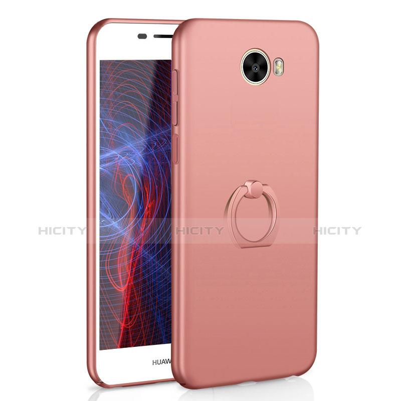 Custodia Plastica Rigida Cover Opaca con Anello Supporto A01 per Huawei Honor Play 5 Oro Rosa