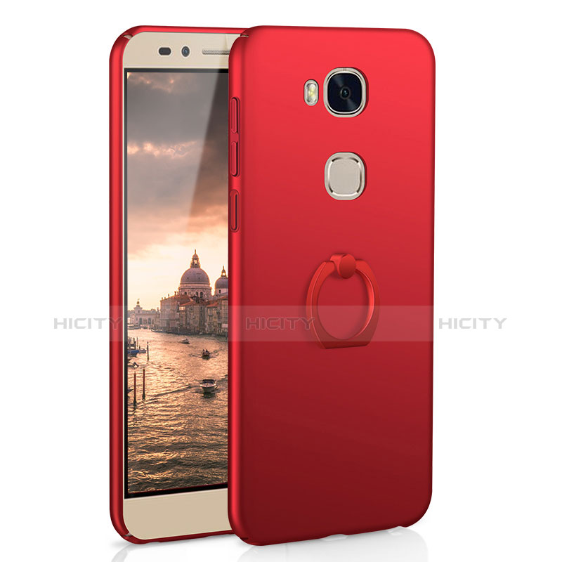 Custodia Plastica Rigida Cover Opaca con Anello Supporto A01 per Huawei Honor Play 5X Rosso