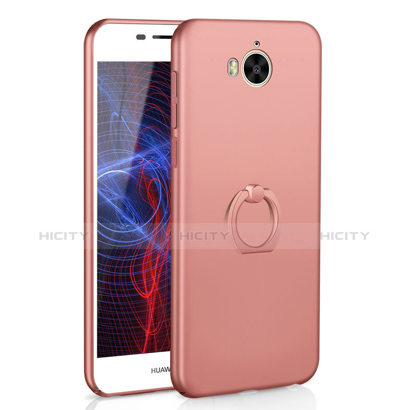 Custodia Plastica Rigida Cover Opaca con Anello Supporto A01 per Huawei Honor Play 6 Oro Rosa