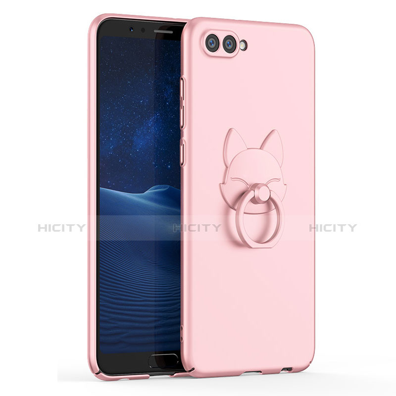 Custodia Plastica Rigida Cover Opaca con Anello Supporto A01 per Huawei Honor V10 Oro Rosa