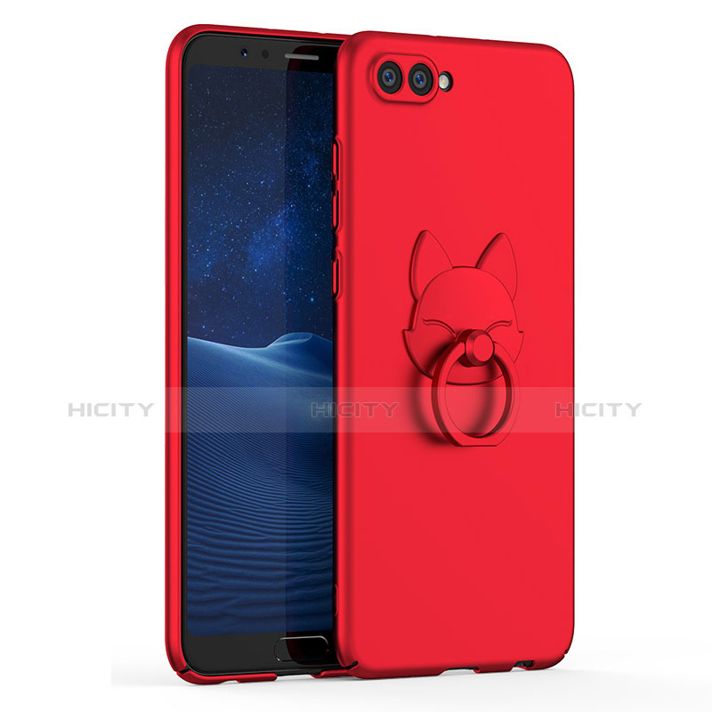 Custodia Plastica Rigida Cover Opaca con Anello Supporto A01 per Huawei Honor View 10 Rosso