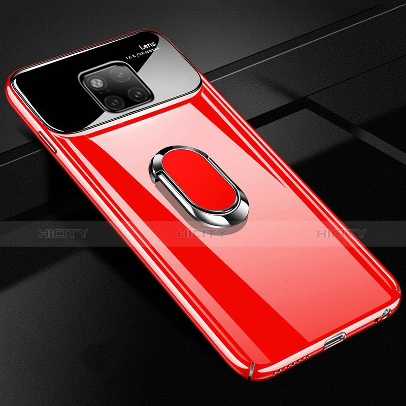 Custodia Plastica Rigida Cover Opaca con Anello Supporto A01 per Huawei Mate 20 Pro Rosso