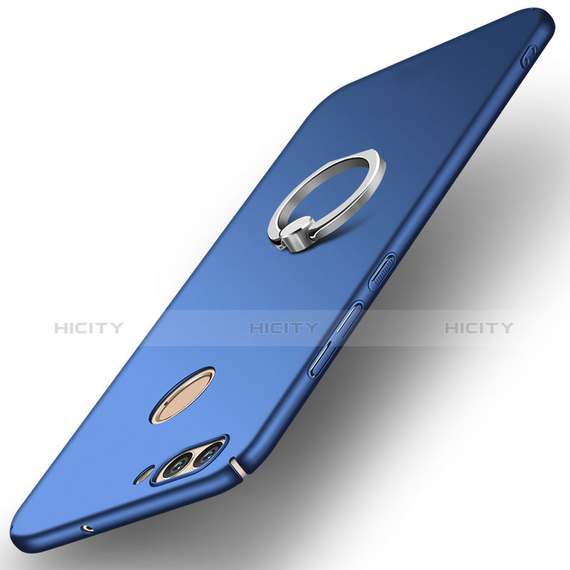 Custodia Plastica Rigida Cover Opaca con Anello Supporto A01 per Huawei Nova 2 Plus Blu