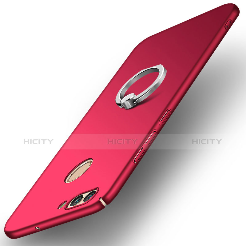 Custodia Plastica Rigida Cover Opaca con Anello Supporto A01 per Huawei Nova 2 Rosso