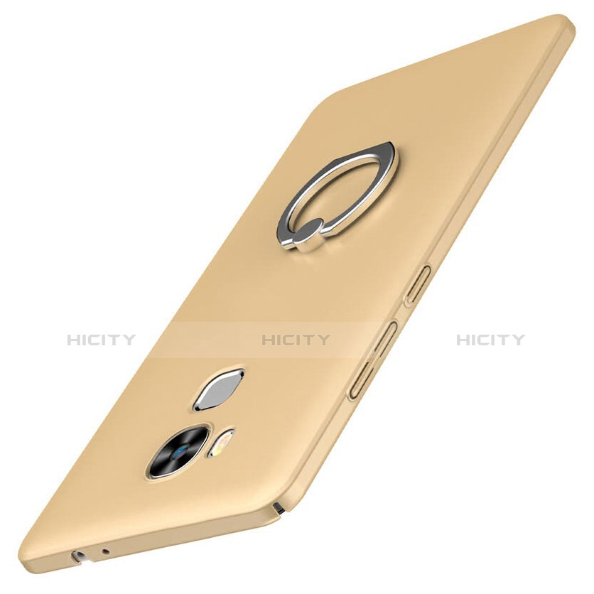 Custodia Plastica Rigida Cover Opaca con Anello Supporto A01 per Huawei Nova Plus Oro