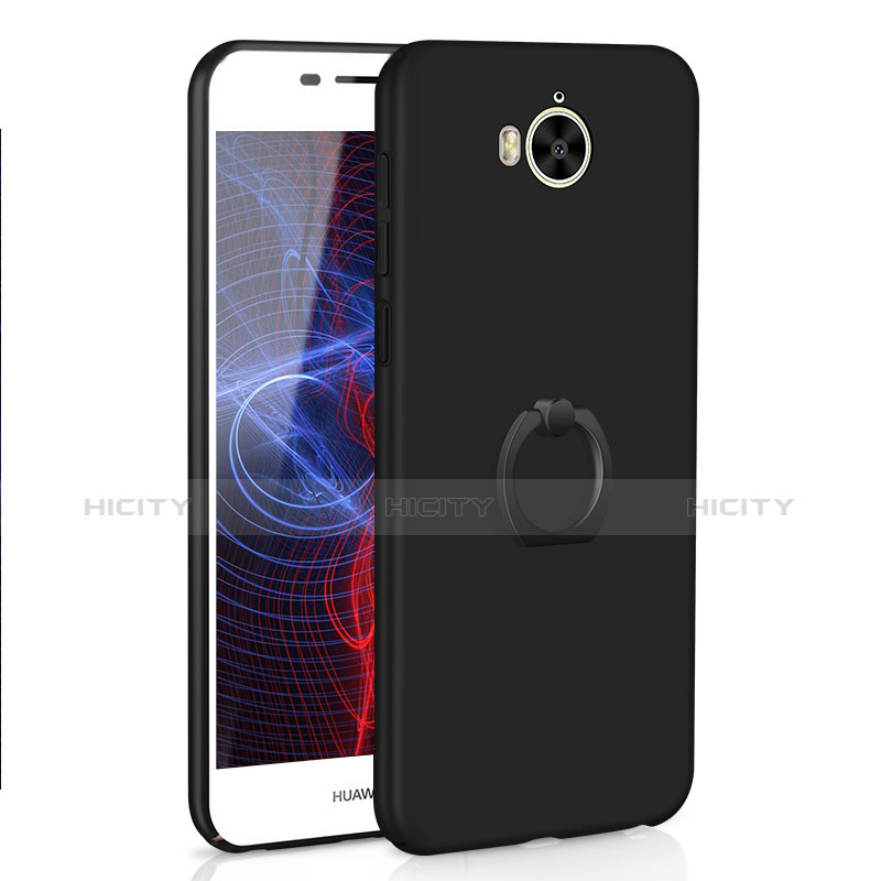 Custodia Plastica Rigida Cover Opaca con Anello Supporto A01 per Huawei Nova Young Nero