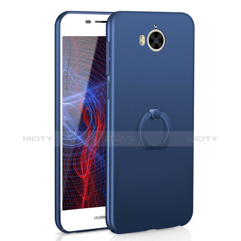 Custodia Plastica Rigida Cover Opaca con Anello Supporto A01 per Huawei Y5 III Y5 3 Blu