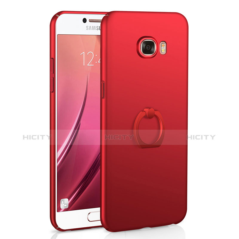 Custodia Plastica Rigida Cover Opaca con Anello Supporto A01 per Samsung Galaxy C5 SM-C5000 Rosso