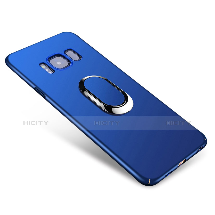 Custodia Plastica Rigida Cover Opaca con Anello Supporto A01 per Samsung Galaxy S8 Plus Blu