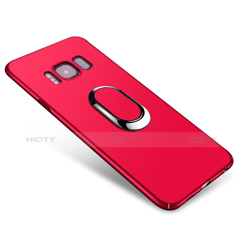 Custodia Plastica Rigida Cover Opaca con Anello Supporto A01 per Samsung Galaxy S8 Rosso