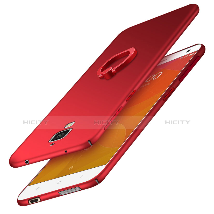 Custodia Plastica Rigida Cover Opaca con Anello Supporto A01 per Xiaomi Mi 4 LTE