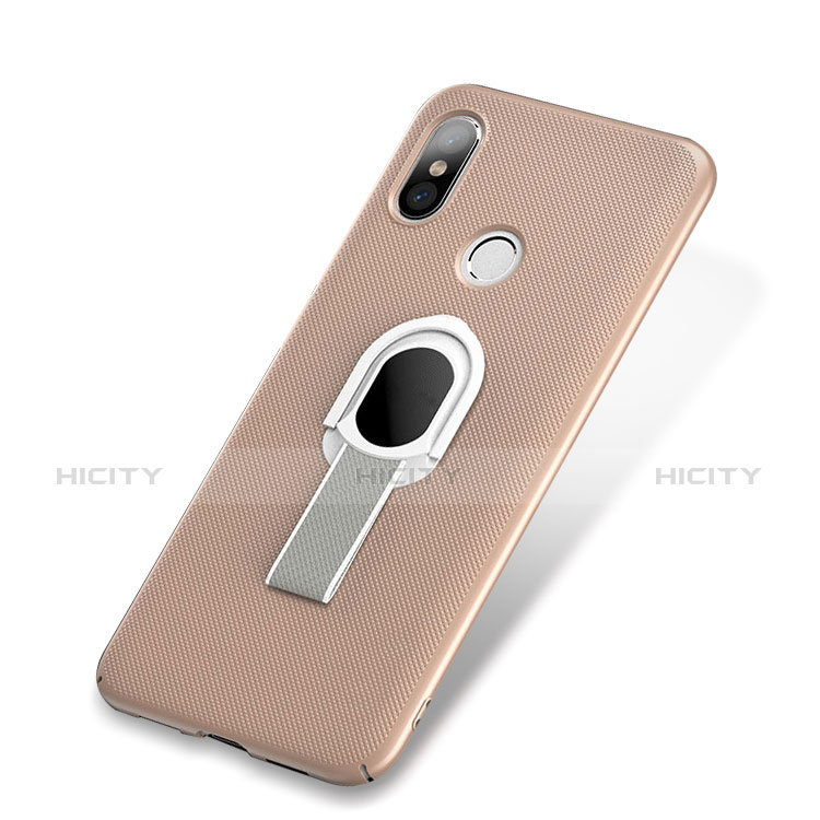 Custodia Plastica Rigida Cover Opaca con Anello Supporto A01 per Xiaomi Mi 8 Oro