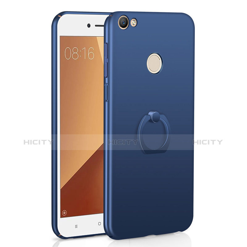 Custodia Plastica Rigida Cover Opaca con Anello Supporto A01 per Xiaomi Redmi Note 5A High Edition Blu