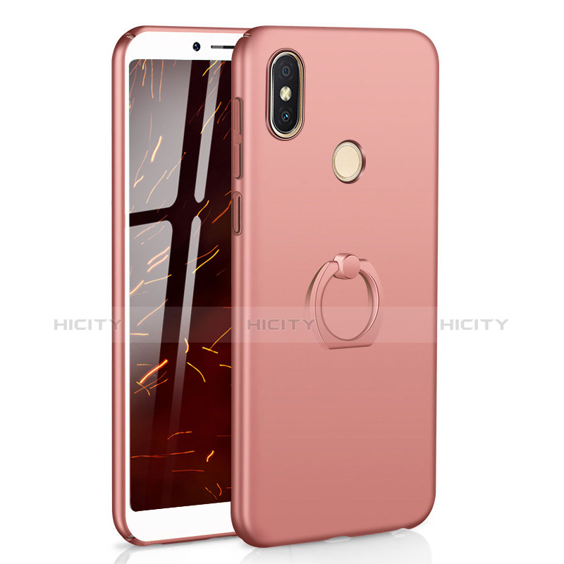 Custodia Plastica Rigida Cover Opaca con Anello Supporto A01 per Xiaomi Redmi S2 Oro Rosa