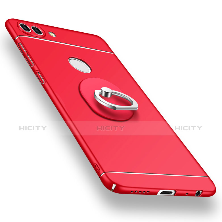 Custodia Plastica Rigida Cover Opaca con Anello Supporto A02 per Huawei Enjoy 7S Rosso