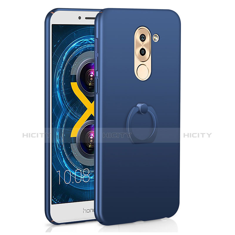 Custodia Plastica Rigida Cover Opaca con Anello Supporto A02 per Huawei GR5 (2017) Blu