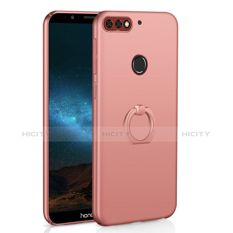 Custodia Plastica Rigida Cover Opaca con Anello Supporto A03 per Huawei Honor 7C Oro Rosa