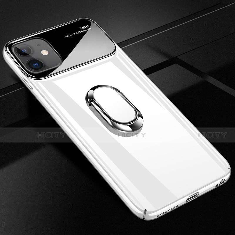 Custodia Plastica Rigida Cover Opaca con Magnetico Anello Supporto A01 per Apple iPhone 12 Mini Bianco