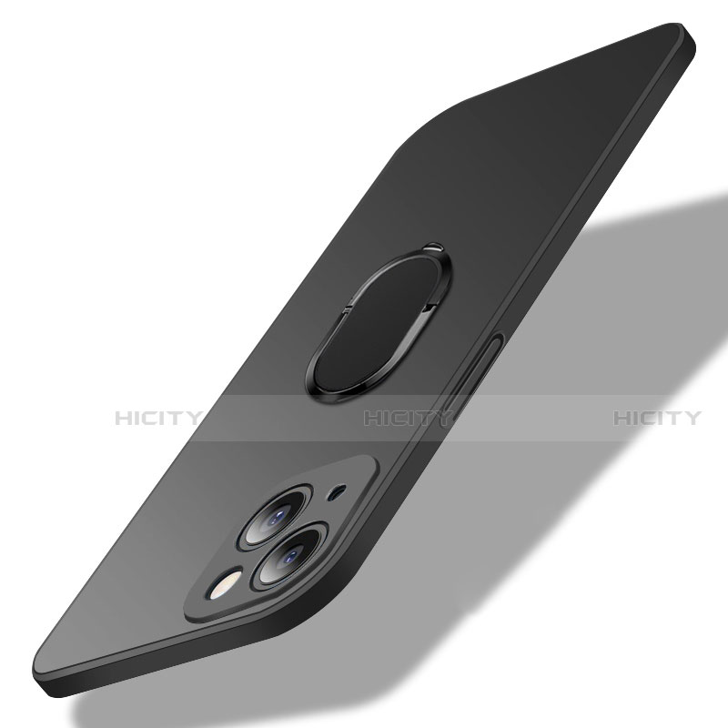 Custodia Plastica Rigida Cover Opaca con Magnetico Anello Supporto A01 per Apple iPhone 13 Mini Nero