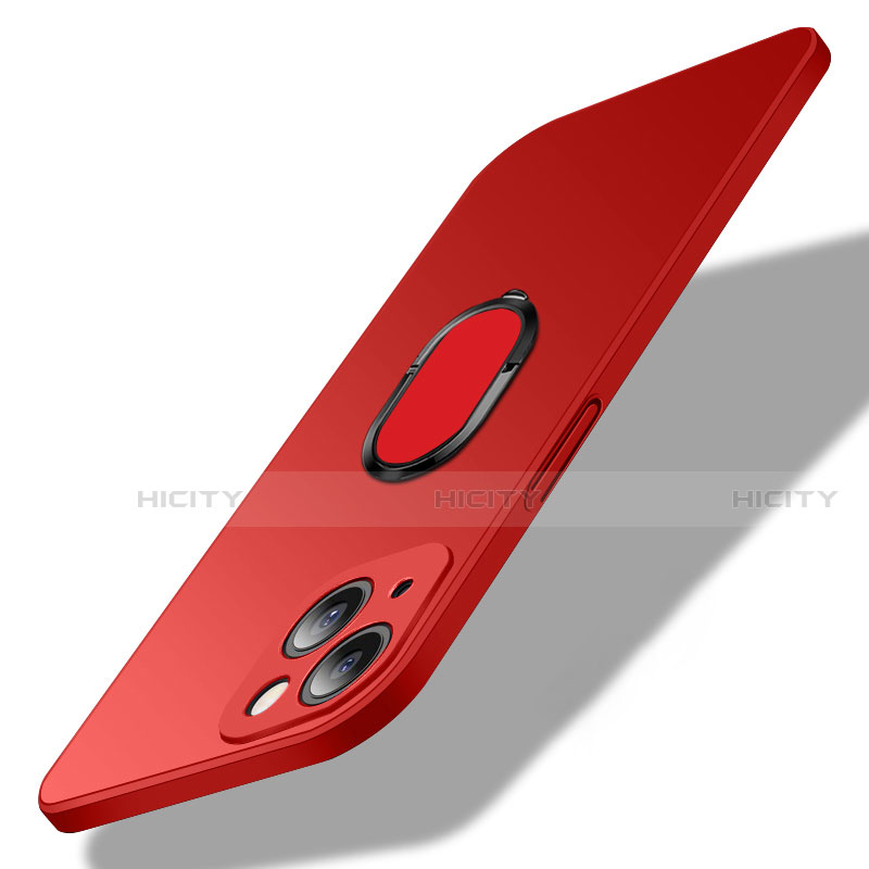 Custodia Plastica Rigida Cover Opaca con Magnetico Anello Supporto A01 per Apple iPhone 14 Rosso