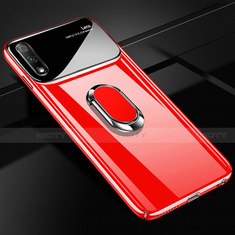 Custodia Plastica Rigida Cover Opaca con Magnetico Anello Supporto A01 per Huawei Enjoy 10 Rosso