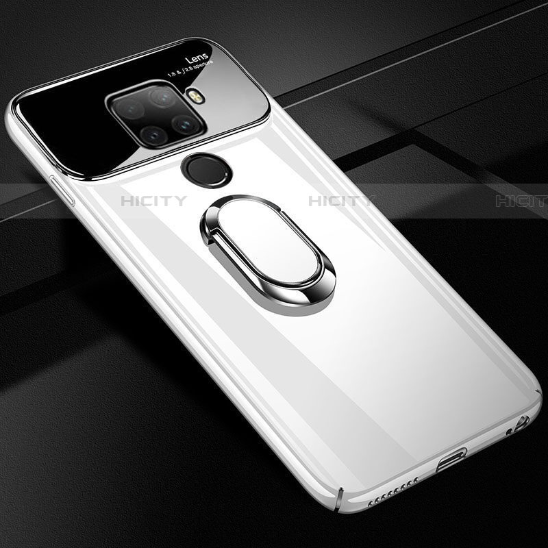 Custodia Plastica Rigida Cover Opaca con Magnetico Anello Supporto A01 per Huawei Nova 5z Bianco