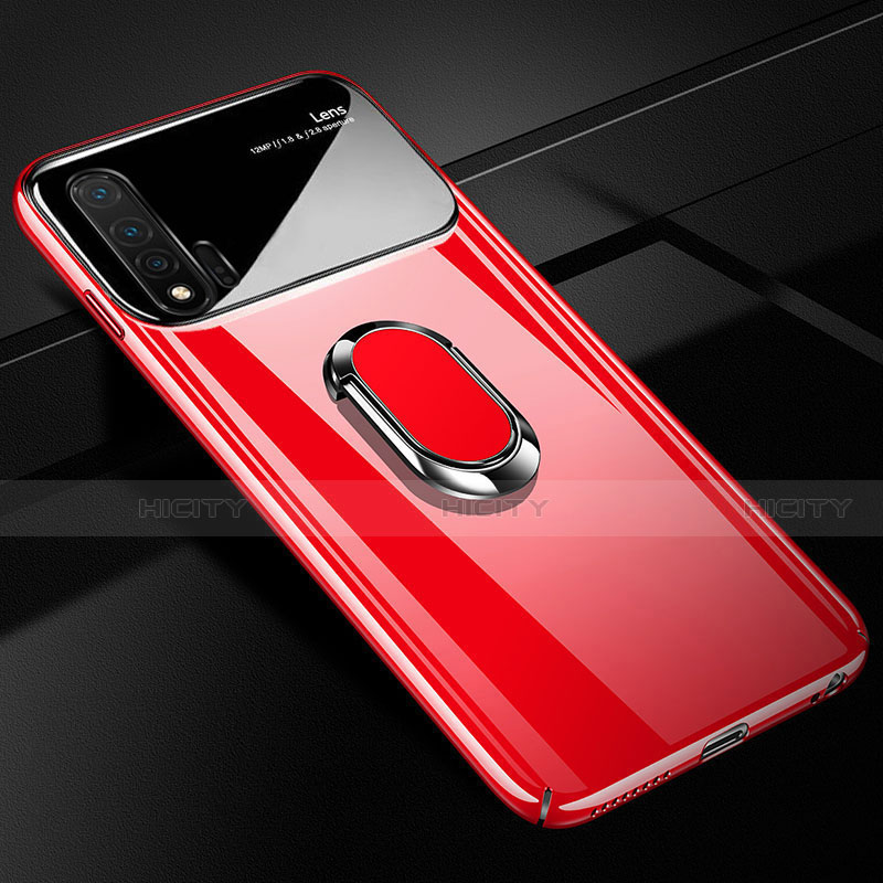 Custodia Plastica Rigida Cover Opaca con Magnetico Anello Supporto A01 per Huawei Nova 6 Rosso