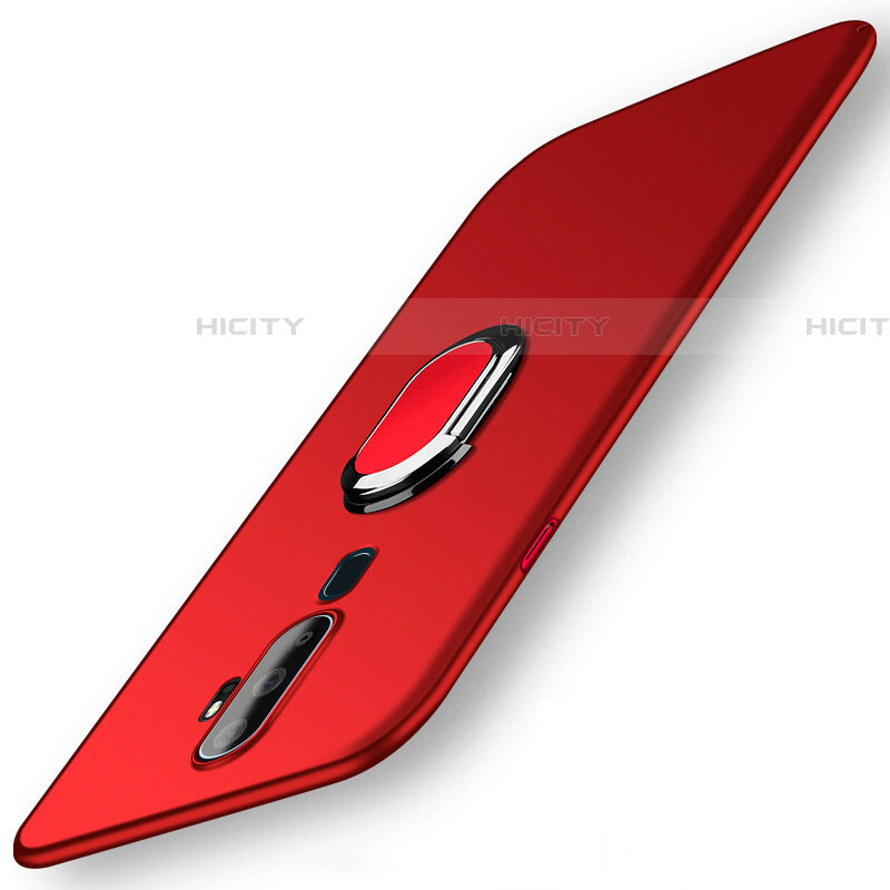 Custodia Plastica Rigida Cover Opaca con Magnetico Anello Supporto A01 per Oppo A5 (2020) Rosso