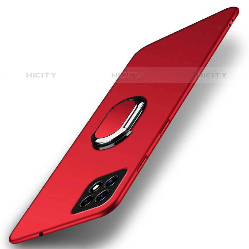 Custodia Plastica Rigida Cover Opaca con Magnetico Anello Supporto A01 per Oppo A53 5G Rosso