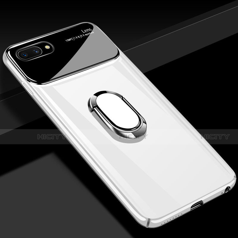 Custodia Plastica Rigida Cover Opaca con Magnetico Anello Supporto A01 per Oppo AX5 Bianco