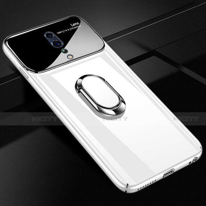 Custodia Plastica Rigida Cover Opaca con Magnetico Anello Supporto A01 per Oppo Reno Z Bianco