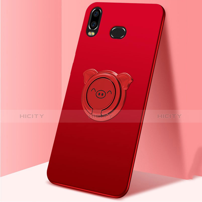 Custodia Plastica Rigida Cover Opaca con Magnetico Anello Supporto A01 per Samsung Galaxy A6s Rosso