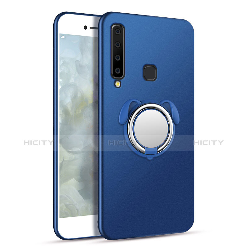 Custodia Plastica Rigida Cover Opaca con Magnetico Anello Supporto A01 per Samsung Galaxy A9s Blu